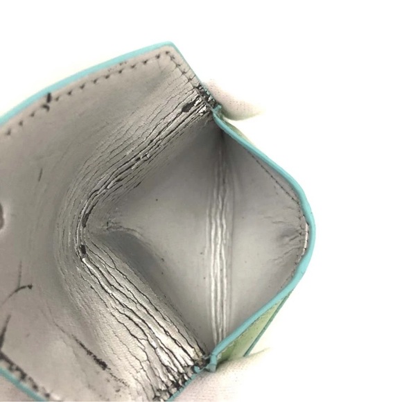 TIFFANY&CO. Patent Leather Envelope Card Case Blue/ - Picture 7 of 9